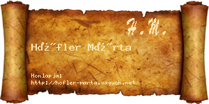 Höfler Márta névjegykártya