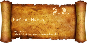 Höfler Márta névjegykártya